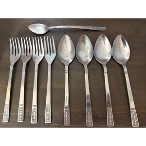 Interpur Cortina Japan Stainless Flatware 9 Pc Fleur de Lis MCM Set